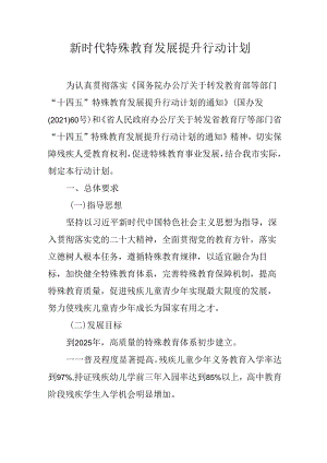 新时代特殊教育发展提升行动计划.docx
