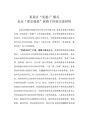 某某区“党建+”模式走出“普法强基”新路子经验交流材料.docx