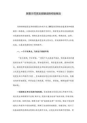探索示范党支部建设的经验做法.docx