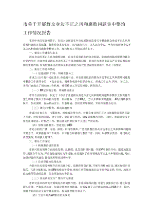 市关于开展群众身边不正之风和腐败问题集中整治工作情况报告.docx
