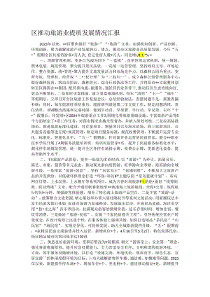区推动旅游业提质发展情况汇报.docx