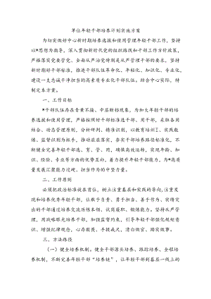 单位年轻干部培养计划实施方案.docx