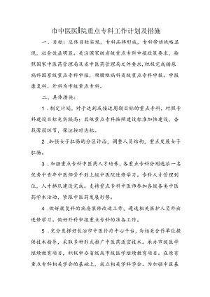 市中医医院重点专科工作计划及措施.docx