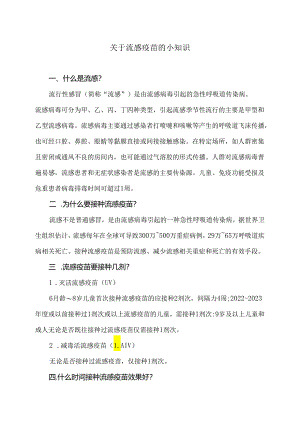 关于流感疫苗的小知识（2024年）.docx