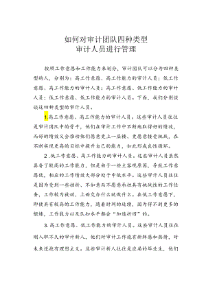 如何对审计团队四种类型审计人员进行管理.docx