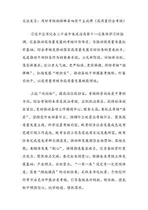 交流发言：用好考核指挥棒奏响实干主旋律（高质量综合考核）.docx