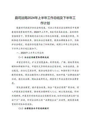 县司法局2024年上半年工作总结及下半年工作计划.docx