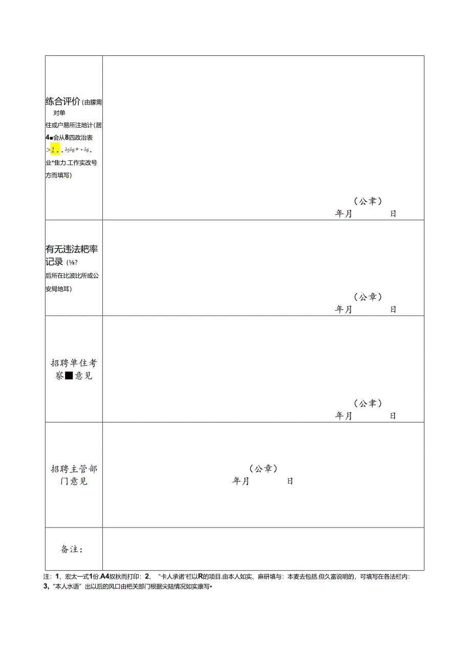 菏泽市巨野县事业单位招聘人员考察表.docx_第2页