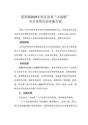 某某镇2024年民生诉求“大起底”百日攻坚行动实施方案.docx