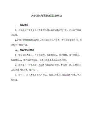 关于团队有效授权的注意事项（2024年）.docx