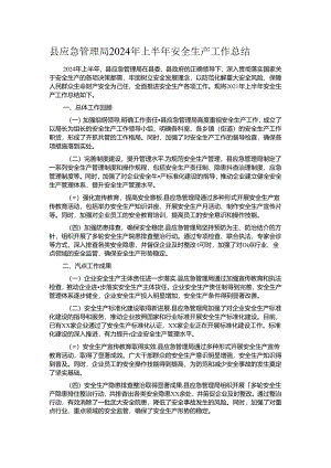 县应急管理局2024年上半年安全生产工作总结.docx