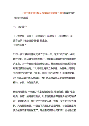 公司主要发展历程及后续发展规划模板.docx