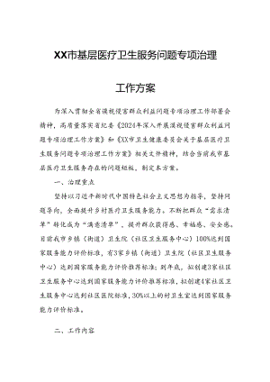 市基层医疗卫生服务问题专项治理工作方案.docx
