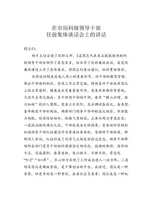 在市局科级领导干部任前集体谈话会上的讲话.docx