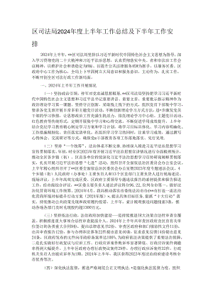 区司法局2024年度上半年工作总结及下半年工作安排.docx