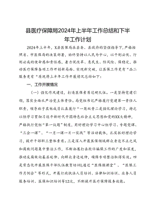 县医疗保障局2024年上半年工作总结和下半年工作计划.docx