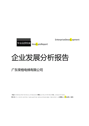 广东荣格电梯有限公司介绍企业发展分析报告.docx