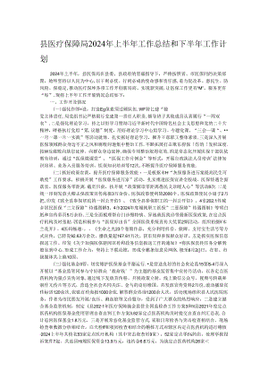 县医疗保障局2024年上半年工作总结和下半年工作计划.docx