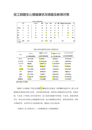 技工院校学生心理健康状况调查及教育对策.docx