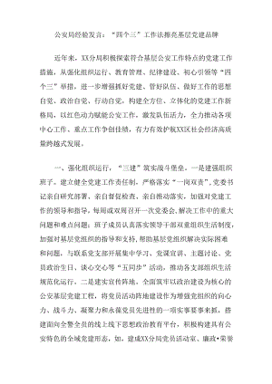 公an局经验发言：“四个三”工作法擦亮基层党建品牌.docx