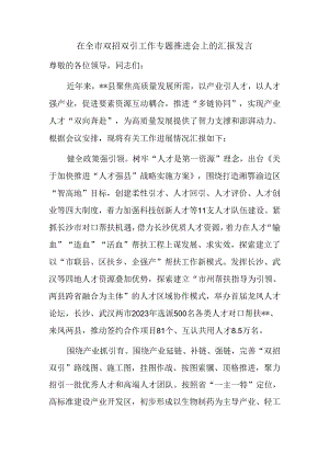 在全市双招双引工作专题推进会上的汇报发言.docx