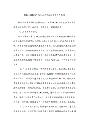 XX公司2024年纪委上半年总结及下半年打谱.docx