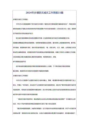 2024年乡镇防灾减灾工作简报15篇.docx