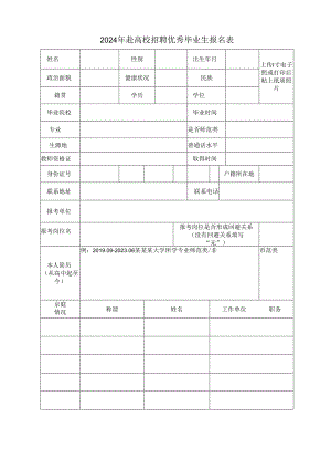 2024年赴高校招聘优秀毕业生报名表1.docx