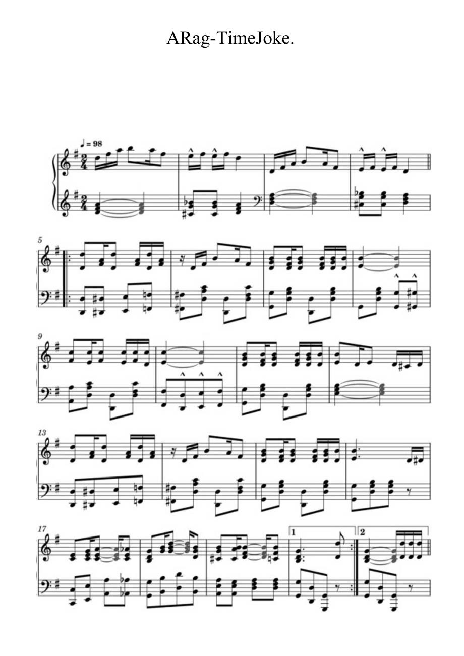 A Rag-Time Joke 高清钢琴谱五线谱.docx_第1页