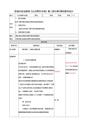 1-3年级小学生防溺水安全教育 第二部分《认识野外水域》 第三课时 教案.docx