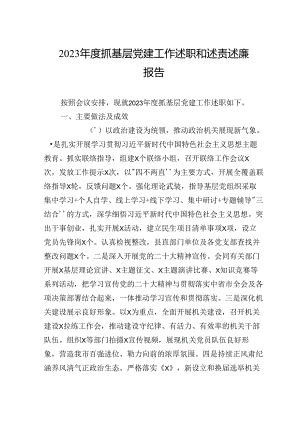 2023年度抓基层党建工作述职和述责述廉报告.docx