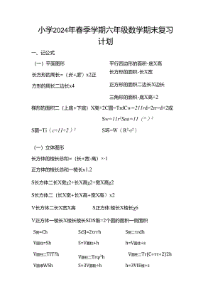 2024年春季学期复习计划.docx