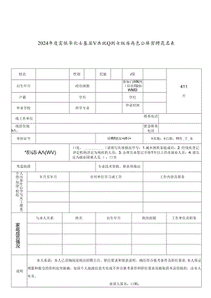 2024年度高校毕业生基层公共就业创业服务岗位公开招聘报名表.docx