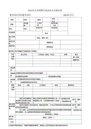 2025年公开招聘专业技术人员报名表.docx