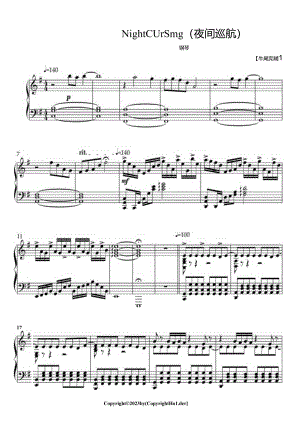 Night Crusing(夜间巡航)超技改编 高清钢琴谱五线谱.docx