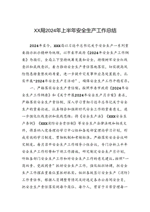 XX局2024年上半年安全生产工作总结.docx