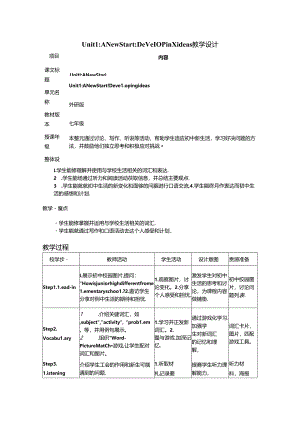 Unit 1 A New Start Developing ideas教学设计外研版2024七上.docx