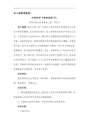 中班科学《神奇的种子》中班科学《神奇的种子》微教案.doc