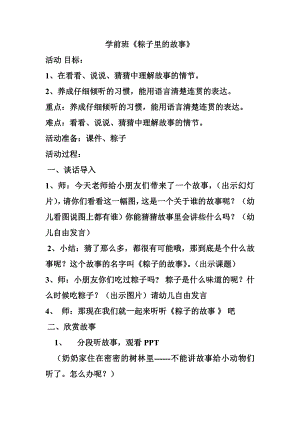 大班语言 《粽子里的故事》粽子的故事的教案.doc