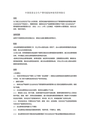 中国某某安全生产费用提取和使用管理指引.docx