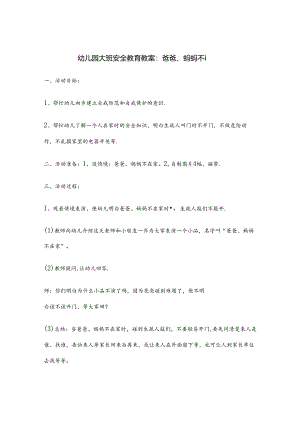 幼儿园大班安全教育教案范例（精选5份）.docx