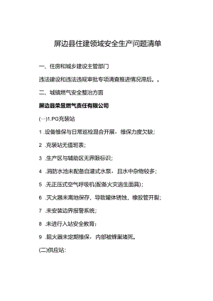 屏边县住建领域安全生产问题清单.docx