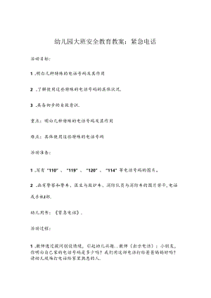 幼儿园大班安全教育培训教案参考模板（5份精选）.docx