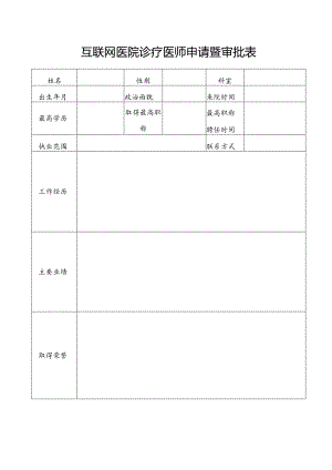 互联网医院诊疗医师申请暨审批表.docx