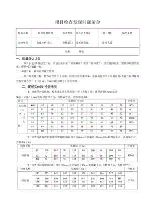 朵花大桥项目质量检查问题清单.docx