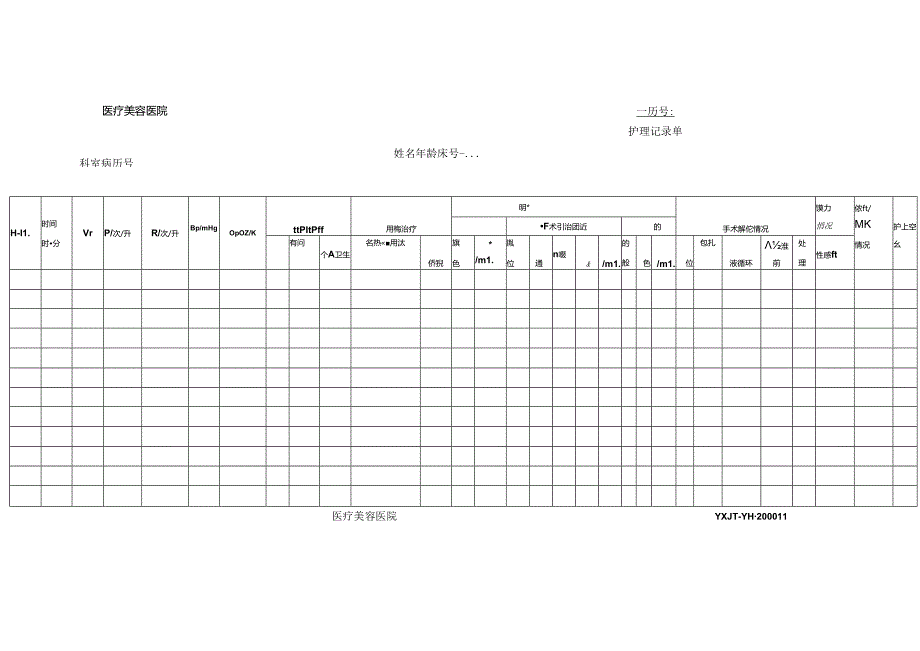 医疗机构医院病患护理记录单.docx_第1页