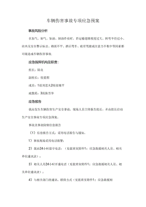 车辆伤害事故专项应急预案.docx