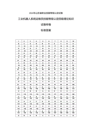 2024年山东省职业技能等级认定试卷 真题 工业机器人系统运维员 中级理论样卷-答案.docx
