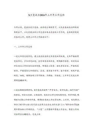X乡党政办2024年上半年工作总结.docx