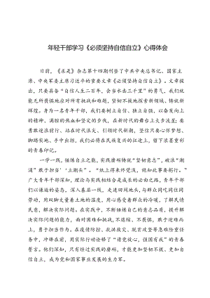 2篇 2024年年轻干部学习《必须坚持自信自立》心得体会.docx